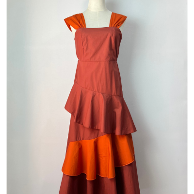 Vestido Volantes Teja