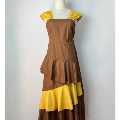 Vestido Volantes Marrón